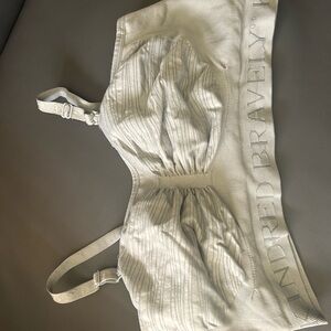 Kindred Bravely White Ribbed Bra with Adjustable Straps